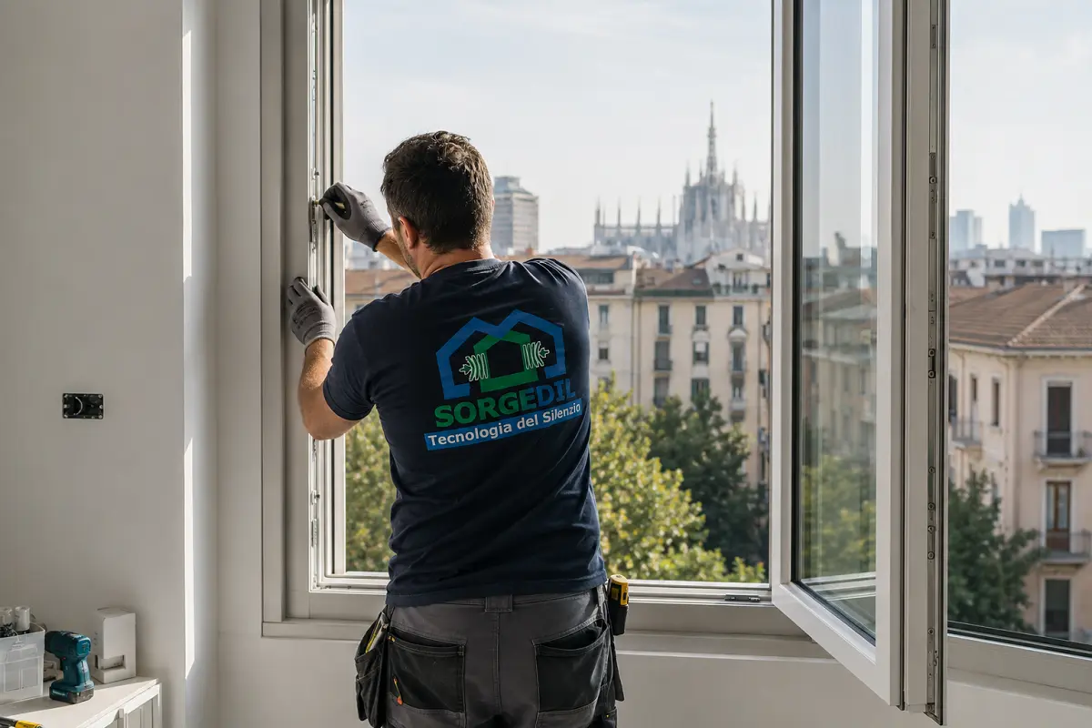 Finestra antirumore e infisso insonorizzato installato in un appartamento a Milano