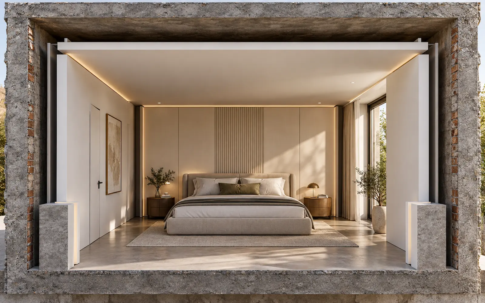 Stanza completa con quattro contropareti scollegate e soffitto autoportante indipendente