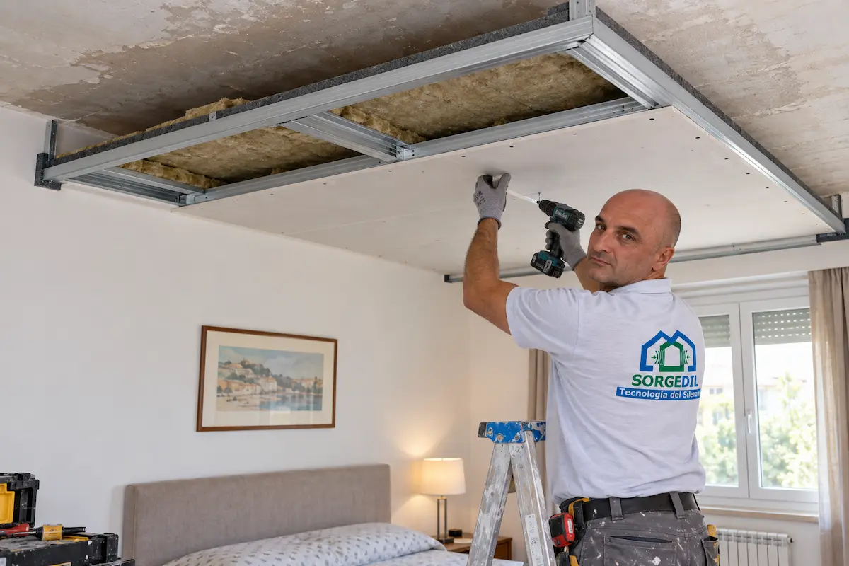 Intervento reale Sorgedil di isolamento acustico del soffitto