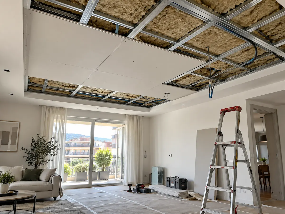 Isolamento acustico del soffitto in un appartamento a Monza