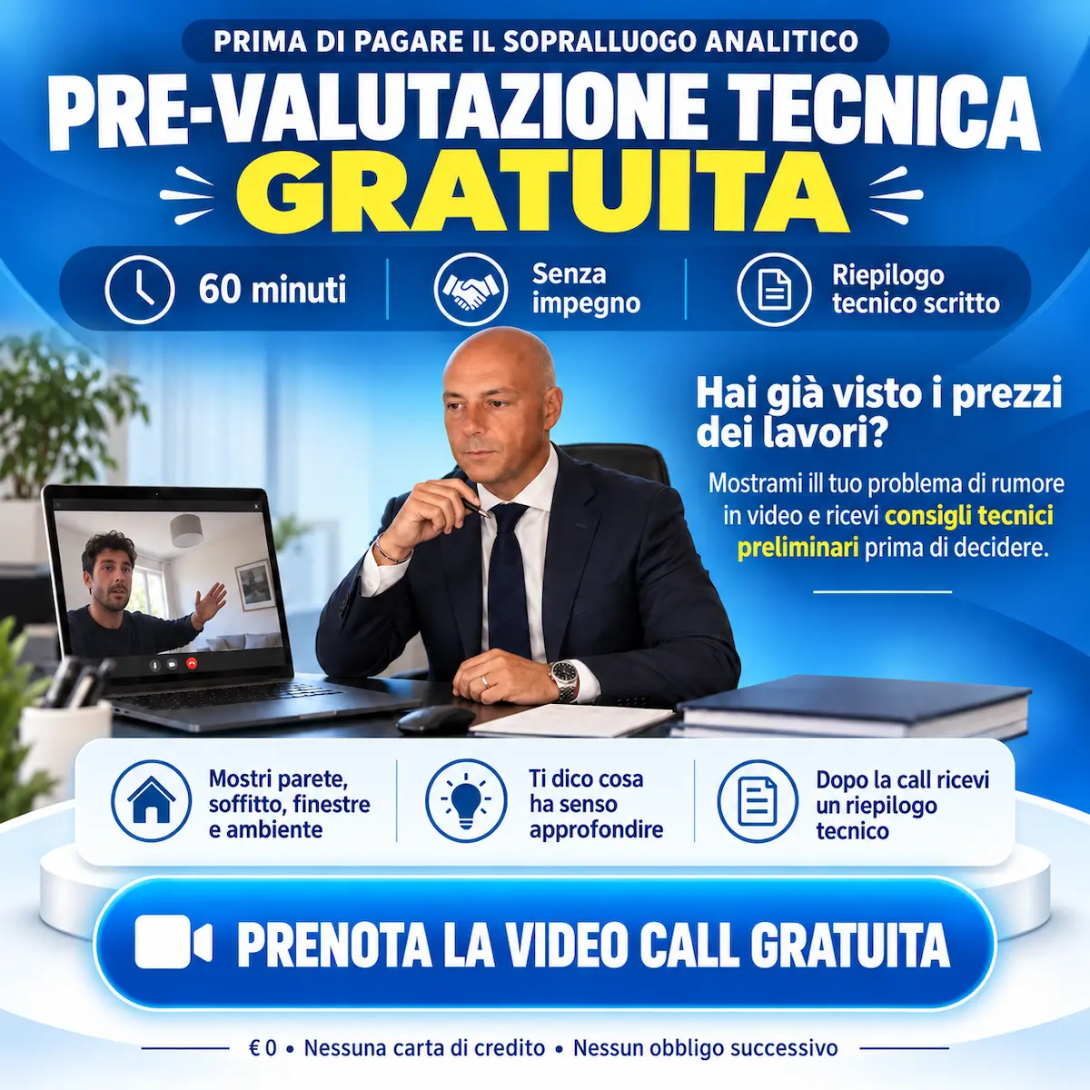 Pre-valutazione tecnica gratuita in video call con Vittorio Sorge prima del sopralluogo analitico