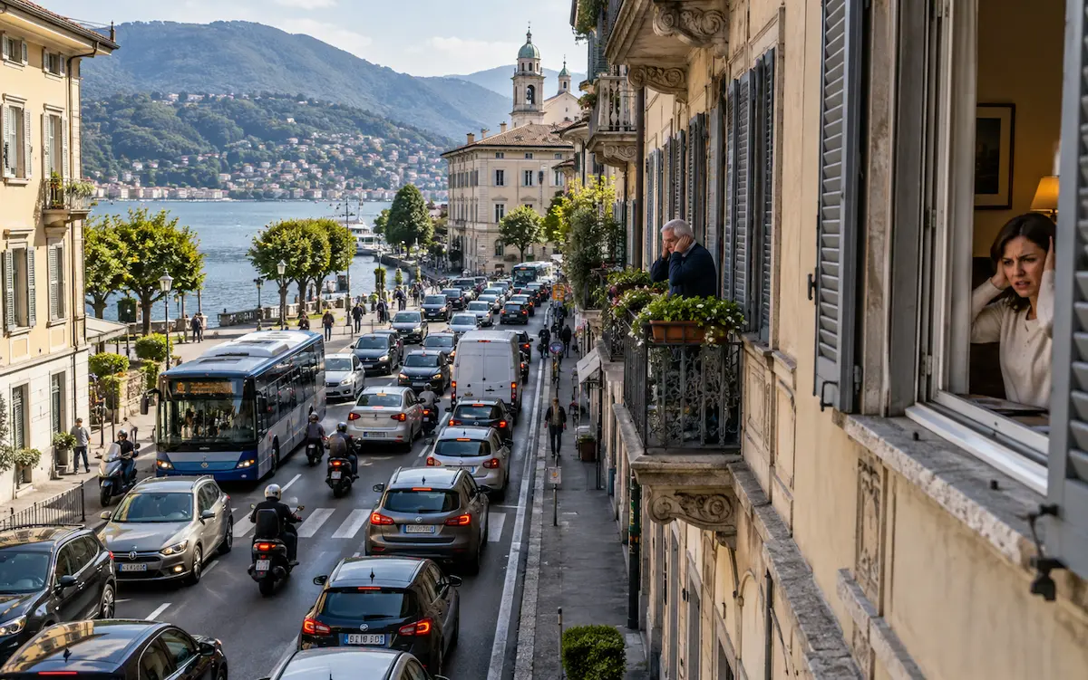 Traffico urbano a Como e rumore esterno nelle abitazioni