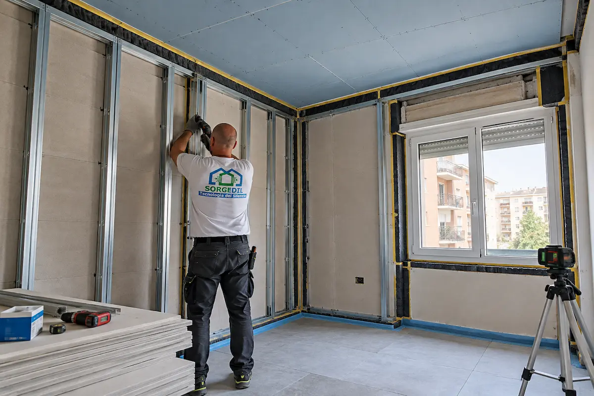 Parete confinante da verificare per rumori dei vicini in una casa a Mariano Comense